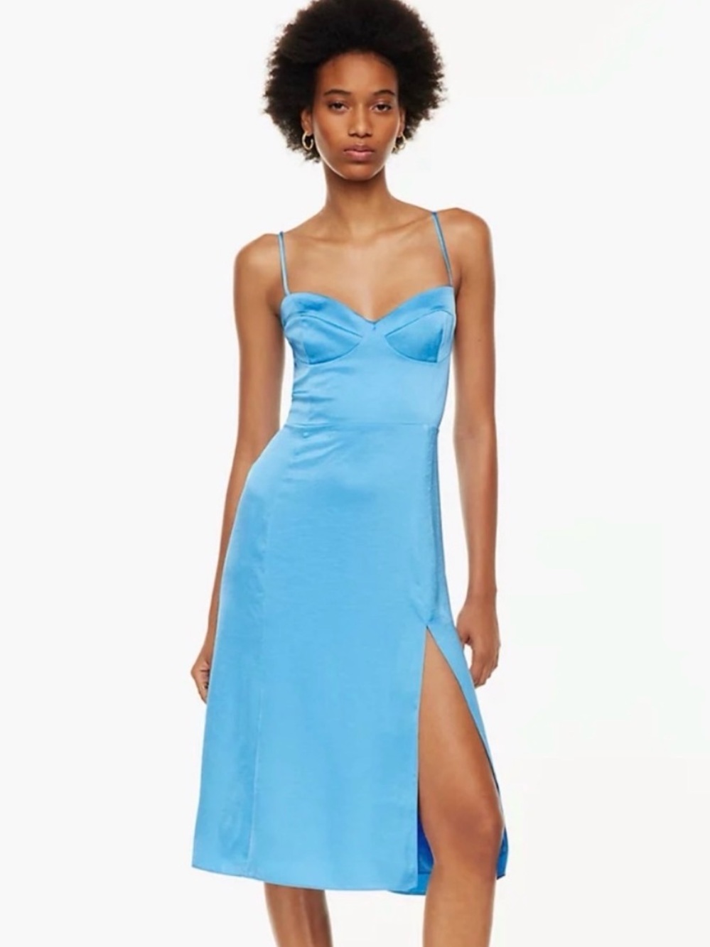 Wilfred Aritzia Glaze Satin Dress Wave Blue Size 10